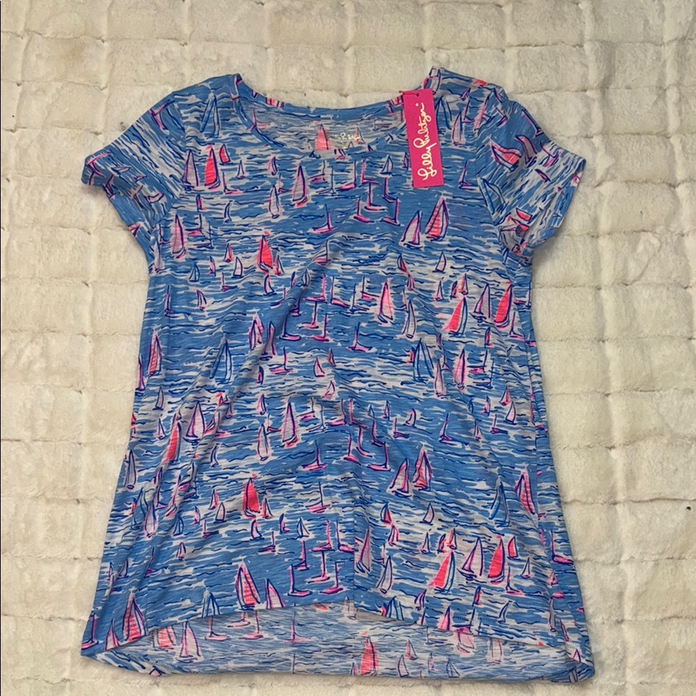 Lilly Pulitzer Blue and Pink Women's Top